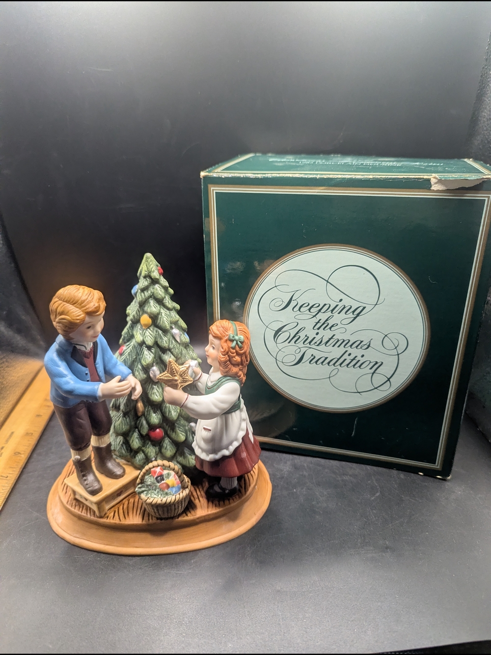Vintage 1982 Avon 2nd Edition Children Decorating Tree Figurine